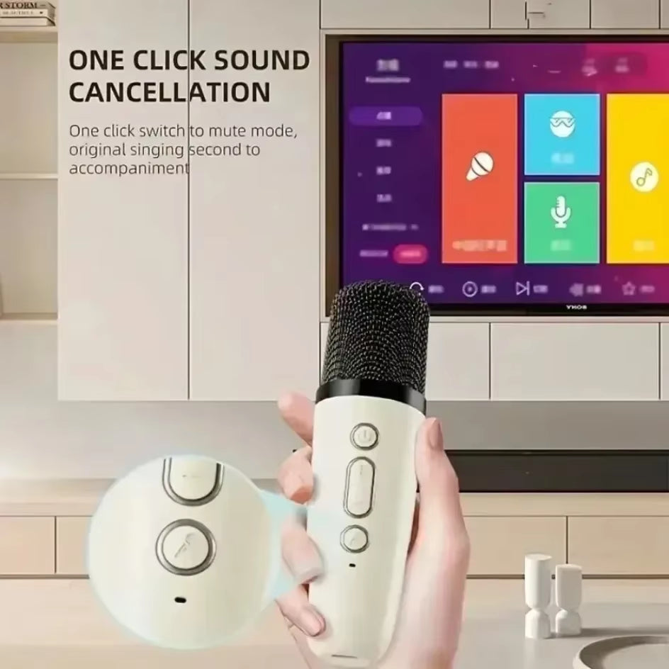 Portable Bluetooth 5.3 Karaoke Speaker with 1-2 Wireless Microphones 3D Surround Sound Home Family Singing for Aux/U Disk/Tf