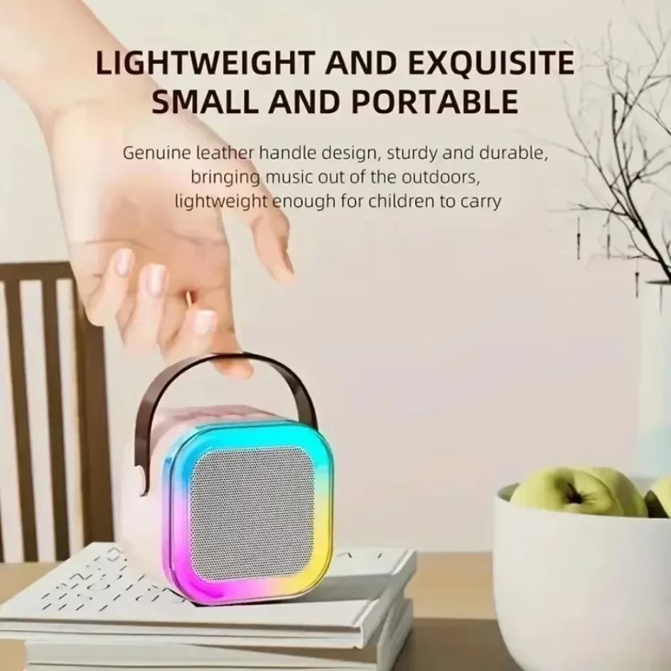 Portable Bluetooth 5.3 Karaoke Speaker with 1-2 Wireless Microphones 3D Surround Sound Home Family Singing for Aux/U Disk/Tf